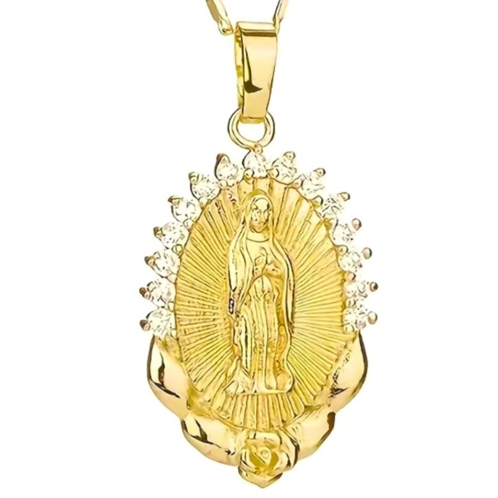 Cubic Zirconia Virgin Mary Necklace